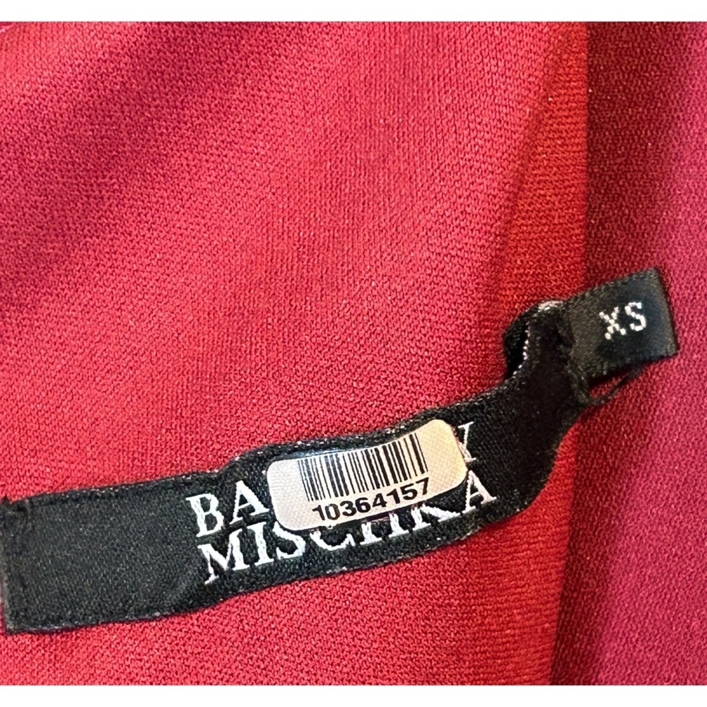 Badgley Mischka Red Boat Neck Blouson Sheath Dress Textured Knit Size Xs — image 8 of 8